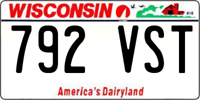 WI license plate 792VST