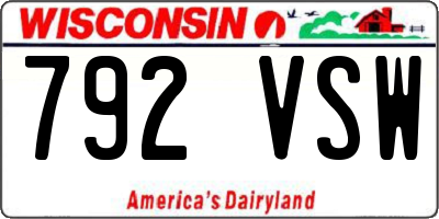 WI license plate 792VSW