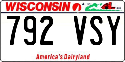 WI license plate 792VSY