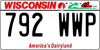 WI license plate 792WWP