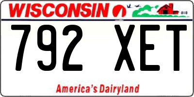 WI license plate 792XET