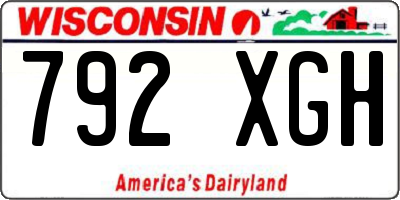 WI license plate 792XGH