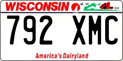 WI license plate 792XMC