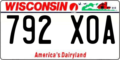WI license plate 792XOA