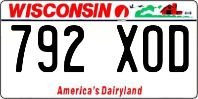 WI license plate 792XOD