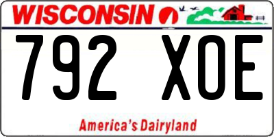 WI license plate 792XOE