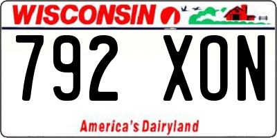 WI license plate 792XON