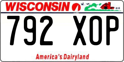 WI license plate 792XOP