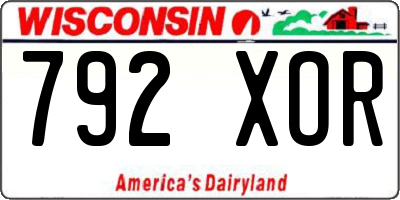 WI license plate 792XOR
