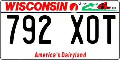 WI license plate 792XOT