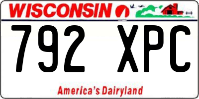 WI license plate 792XPC