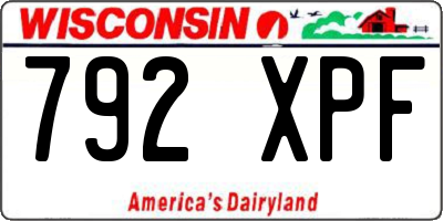 WI license plate 792XPF