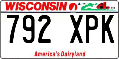 WI license plate 792XPK