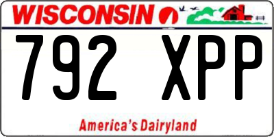 WI license plate 792XPP