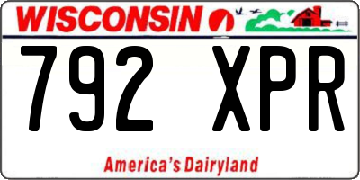 WI license plate 792XPR