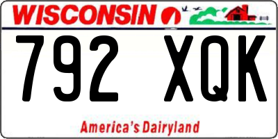 WI license plate 792XQK