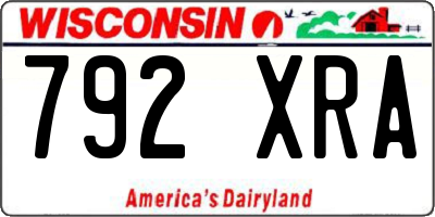 WI license plate 792XRA