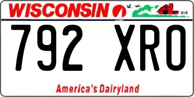 WI license plate 792XRO