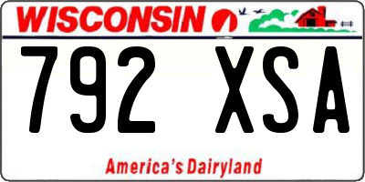 WI license plate 792XSA