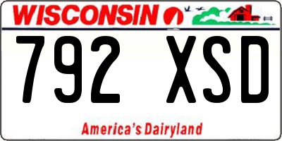 WI license plate 792XSD