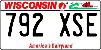 WI license plate 792XSE