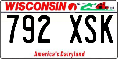 WI license plate 792XSK