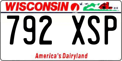 WI license plate 792XSP