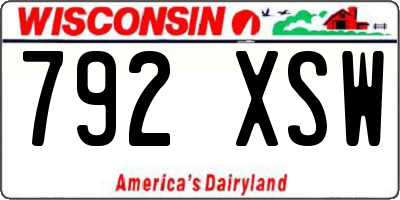 WI license plate 792XSW