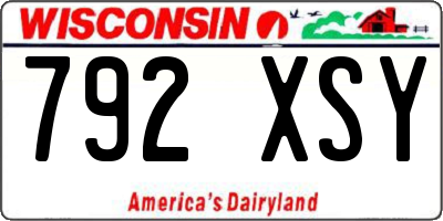 WI license plate 792XSY