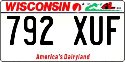 WI license plate 792XUF