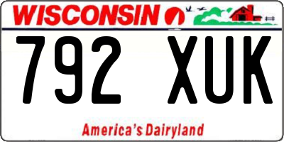 WI license plate 792XUK
