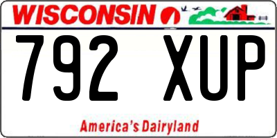 WI license plate 792XUP