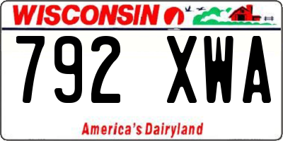 WI license plate 792XWA