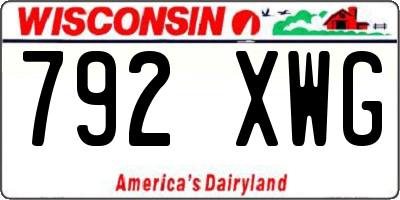 WI license plate 792XWG