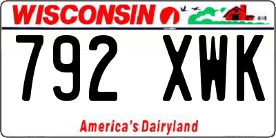 WI license plate 792XWK