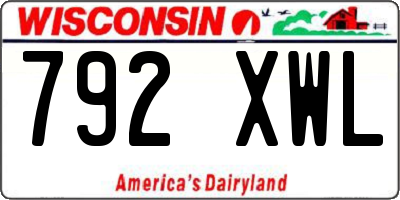 WI license plate 792XWL