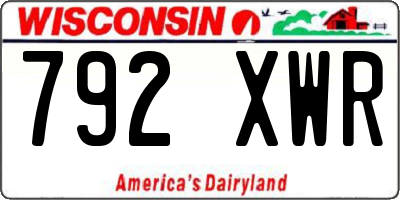 WI license plate 792XWR