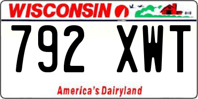 WI license plate 792XWT