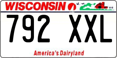 WI license plate 792XXL