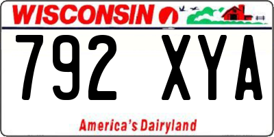 WI license plate 792XYA