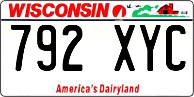 WI license plate 792XYC