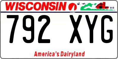 WI license plate 792XYG