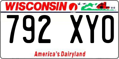 WI license plate 792XYO