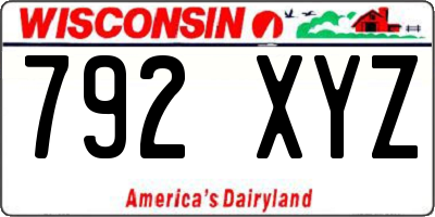 WI license plate 792XYZ