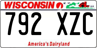 WI license plate 792XZC