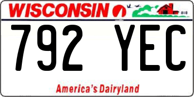 WI license plate 792YEC