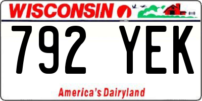 WI license plate 792YEK