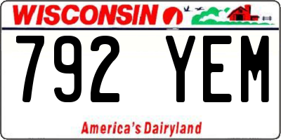 WI license plate 792YEM
