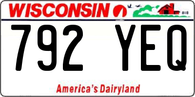 WI license plate 792YEQ