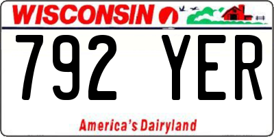 WI license plate 792YER